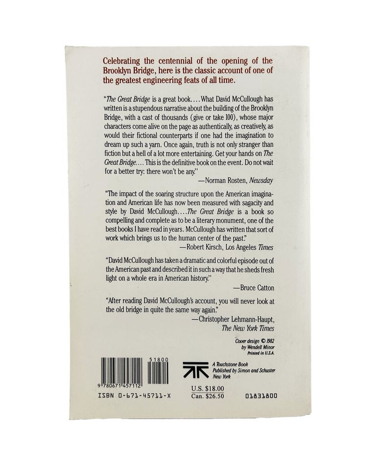 the great bridge: the epic story of the building of the brooklyn bridge