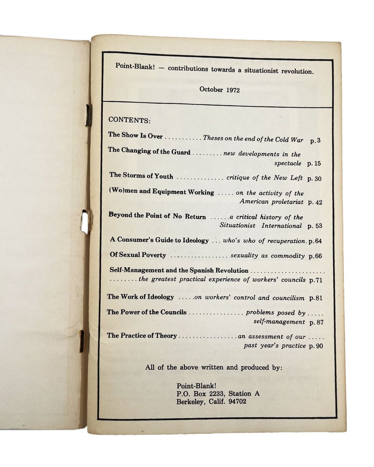 point-blank!: contributions towards a situationist revolution, no. 1, october 1972