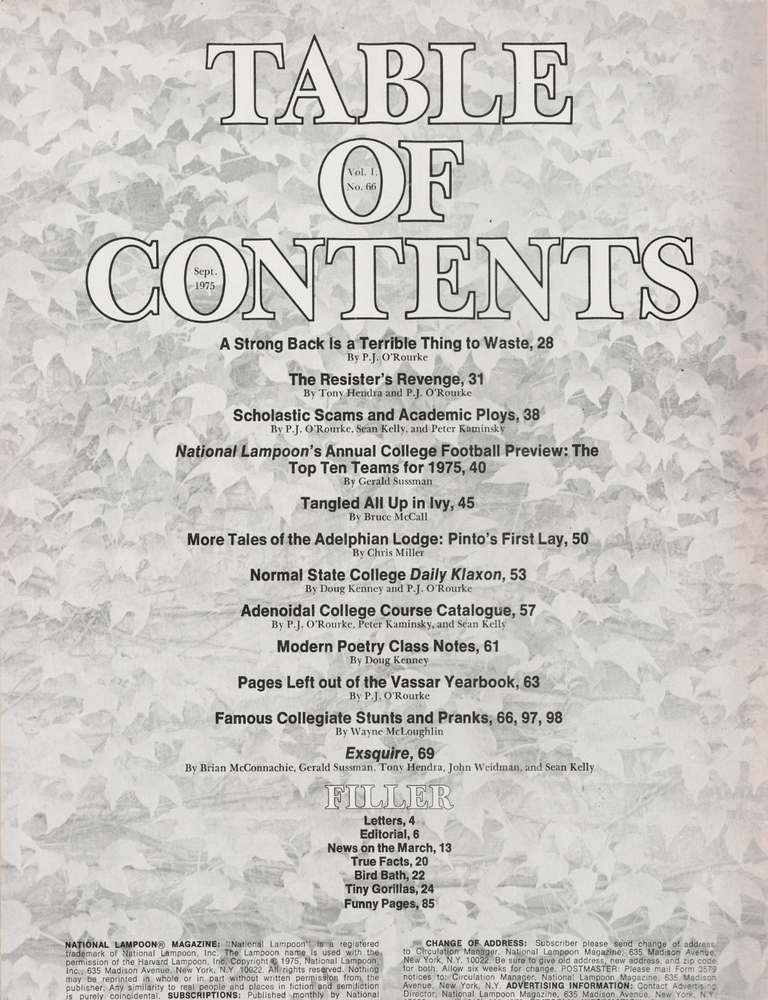 national lampoon september 1975: back to college