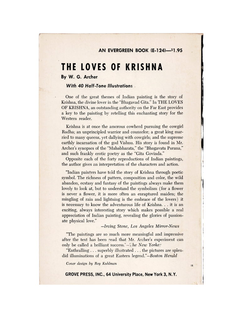 the loves of krishna in indian painting and poetry