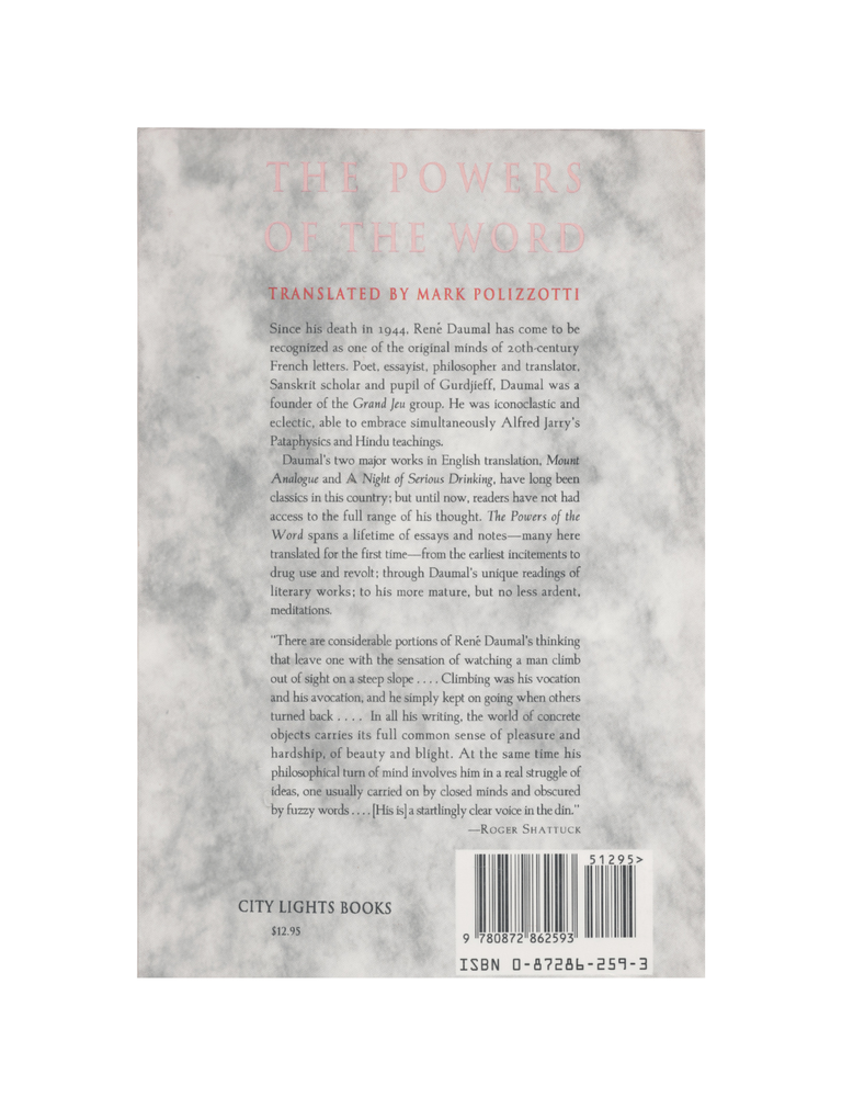 the powers of the word: selected essays and notes 1927-1943