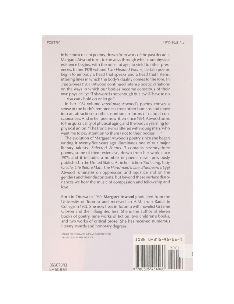 selected poems ii: poems selected and new, 1976-1986