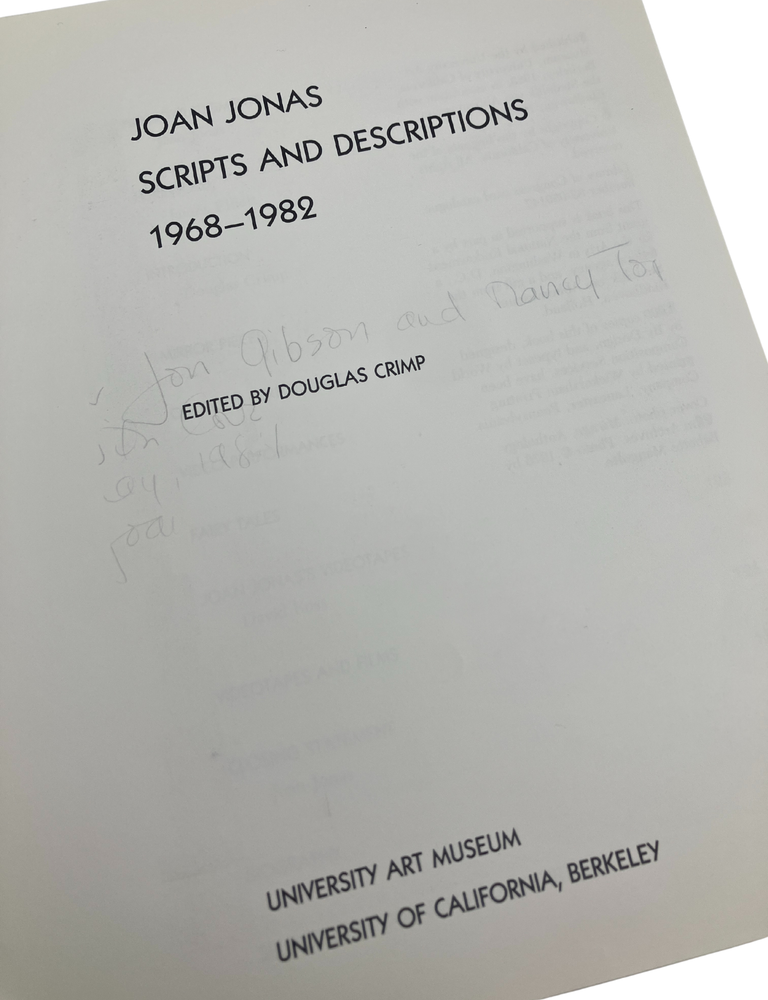 joan jonas: scripts and descriptions 1968-1982