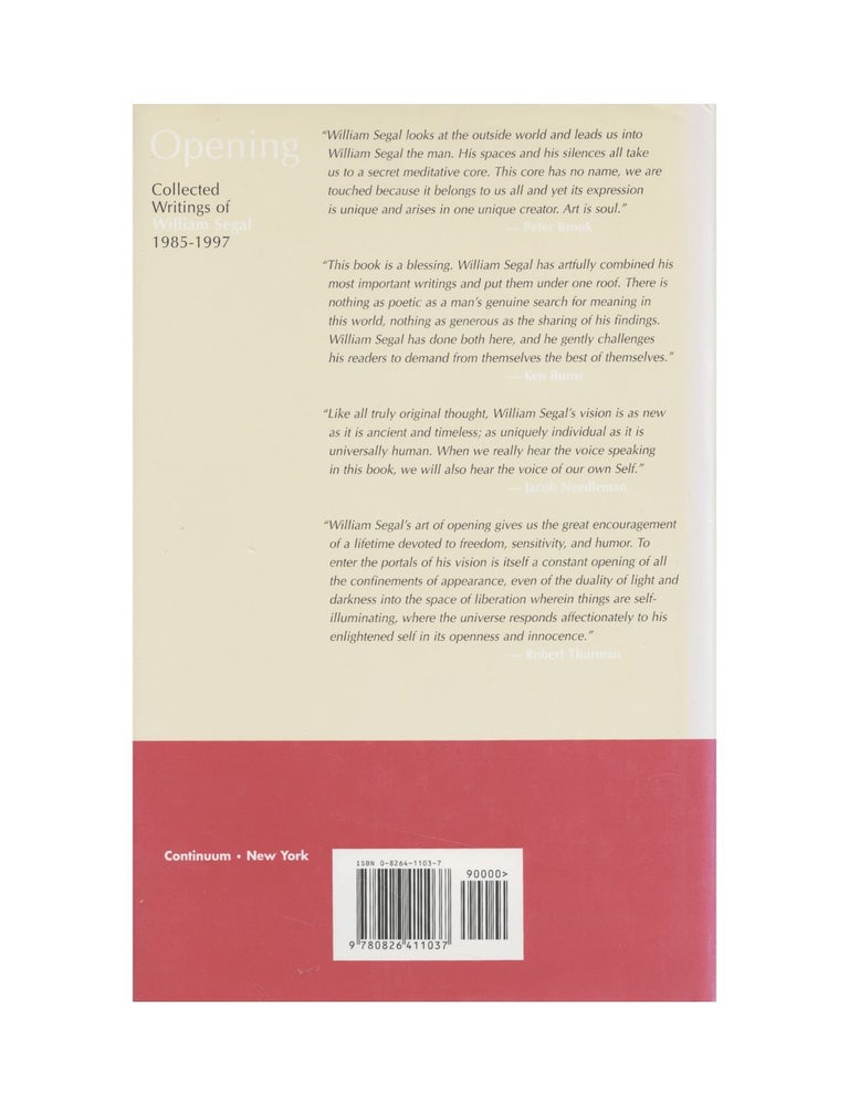 opening: collected writings of william segal 1985-1997