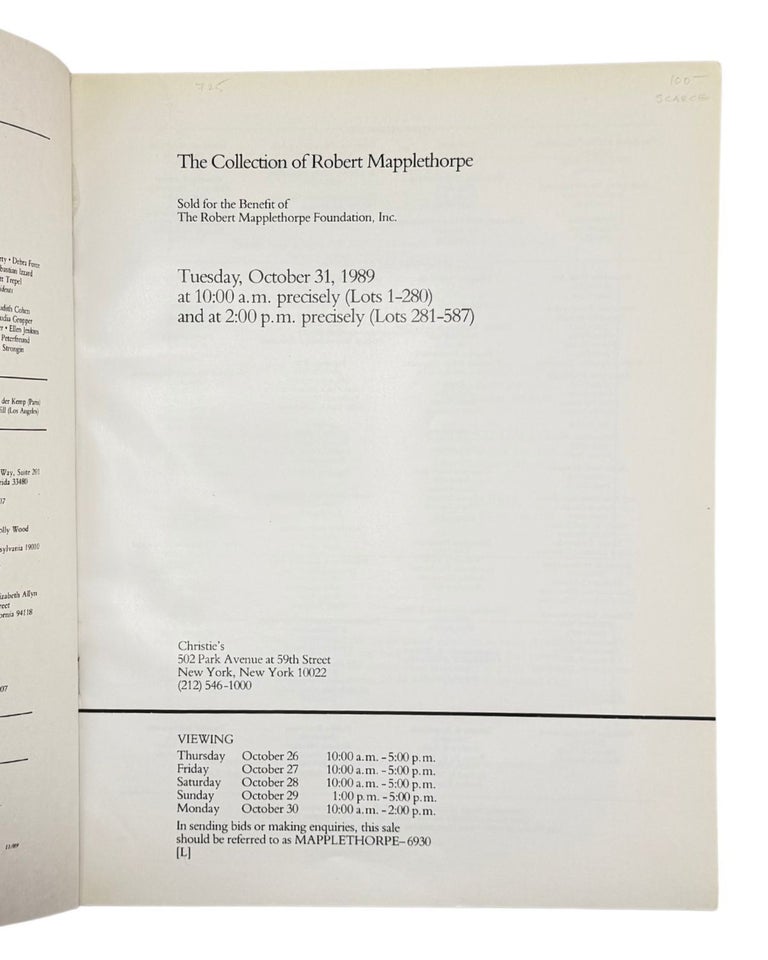 christie's auction catalog: the robert mapplethorpe collection