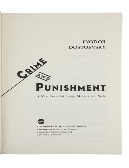 crime and punishment: a new translation by michael r. katz