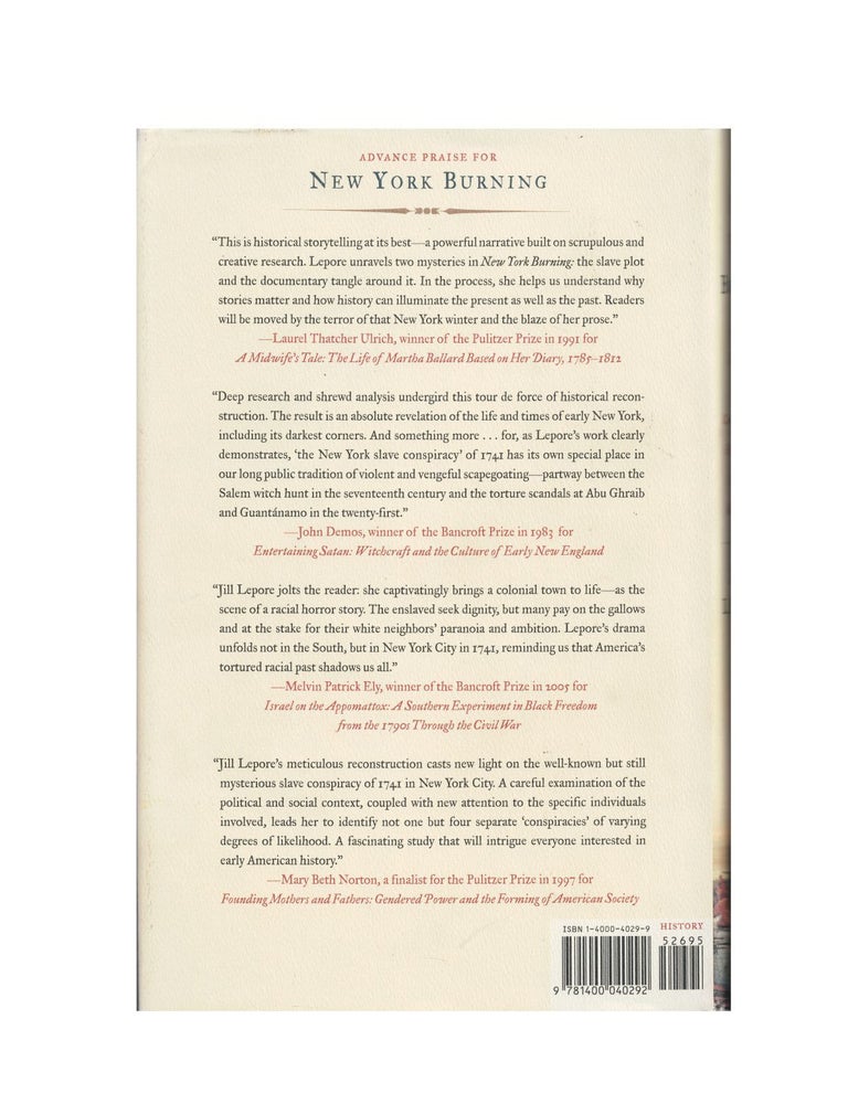 new york burning: liberty, slavery, and conspiracy in eighteenth-century manhattan