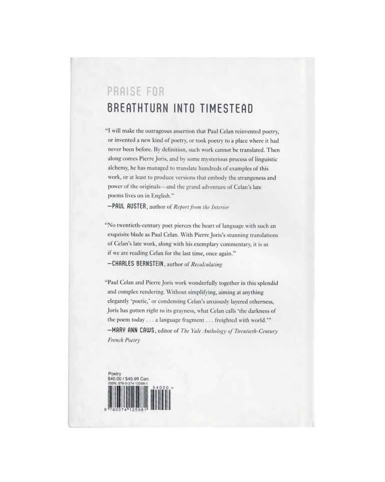 breathturn into timestead: the collected later poetry