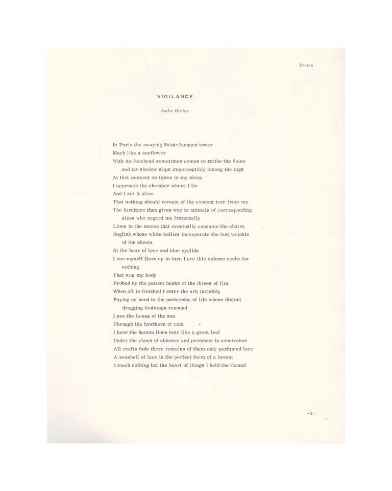 antinarcissus: surrealist conquest; no.1, summer 1969