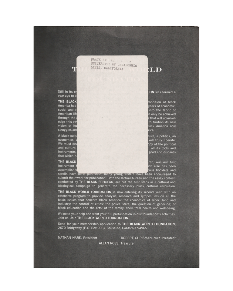 the black scholar volume 2, no. 5, january 1971; black literature
