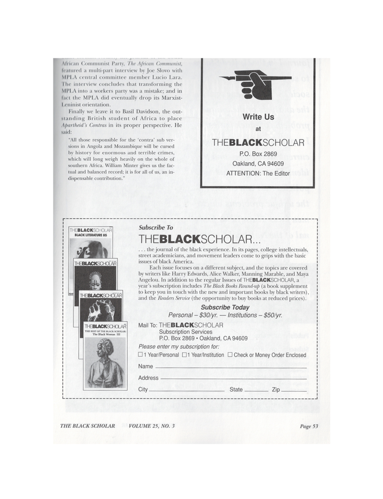 the black scholar volume 25, no. 3, summer 1995; affirmative action