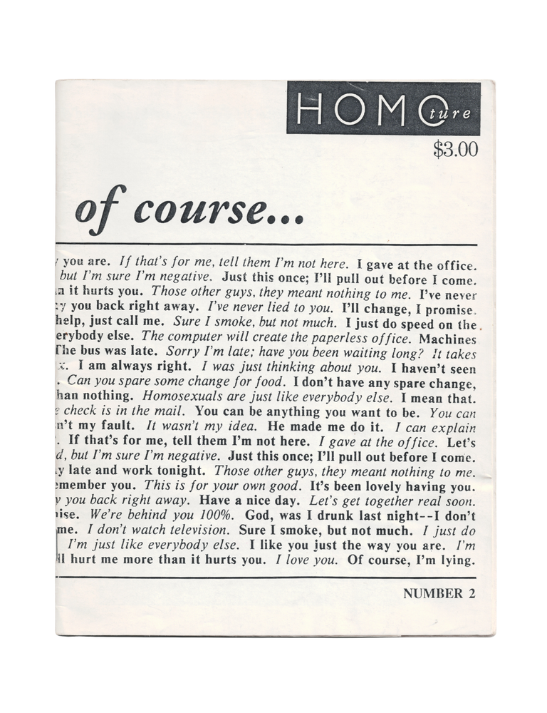 homoture; number 2. "of course"