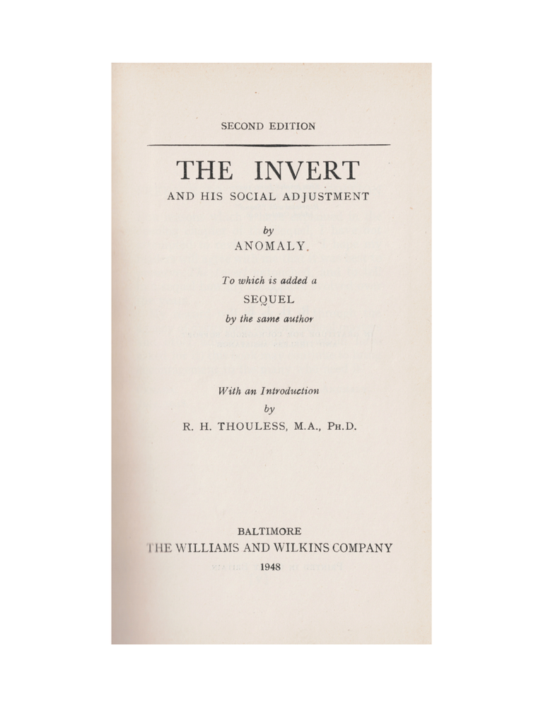 the invert and his social adjustment