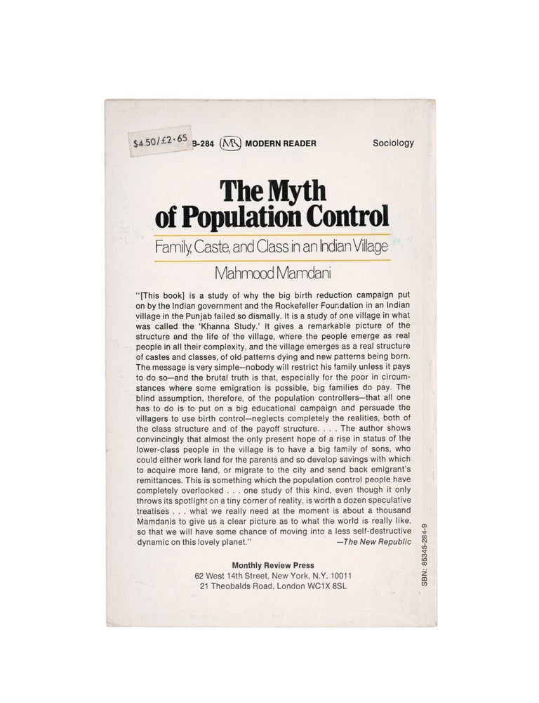 the myth of population control: family, caste and class in an indian village