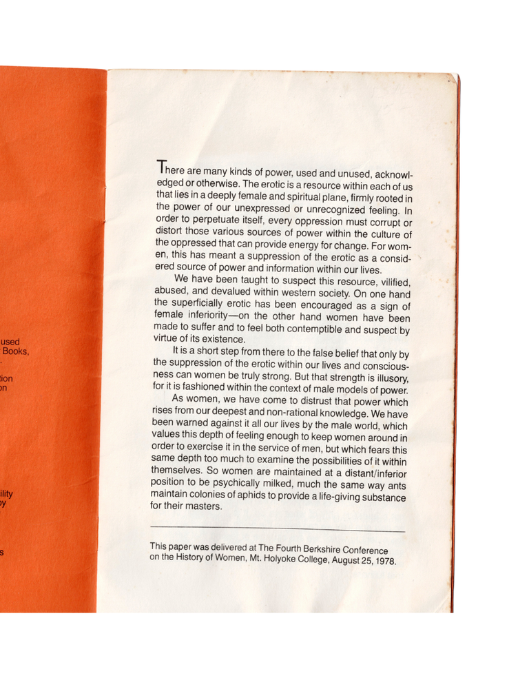 uses of the erotic: the erotic as power (out & out pamphlet no. 3)