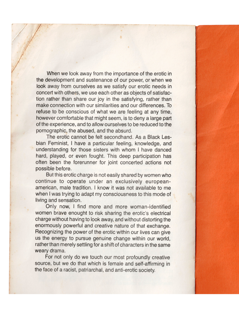 uses of the erotic: the erotic as power (out & out pamphlet no. 3)